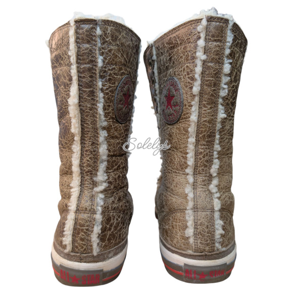 Converse RARE 2006 XHI 12 Eyelet Calf High Leather Wool Lined Boot Womens 10 - Picture 3 of 13